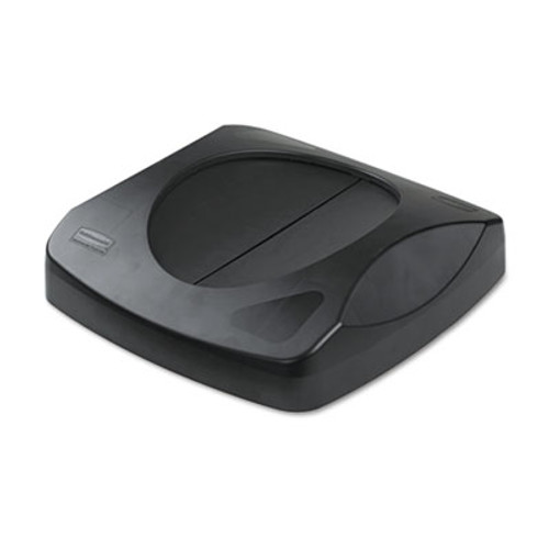 Rubbermaid Commercial Swing Top Lid for Untouchable Recycling Center  16  Square  Black (RCP 2689-88 BLA)