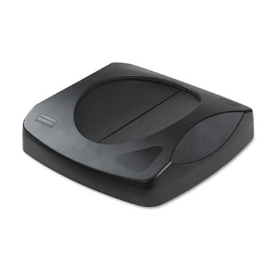 Rubbermaid Commercial Swing Top Lid for Untouchable Recycling Center  16  Square  Black (RCP 2689-88 BLA)