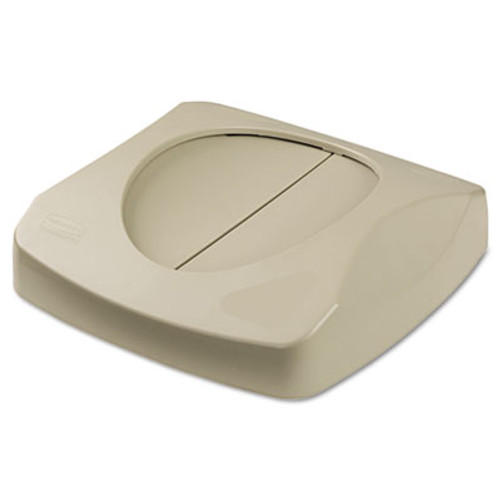 Rubbermaid Commercial Swing Top Lid for Untouchable Recycling Center  16  Square  Beige (RCP 2689-88 BEI)