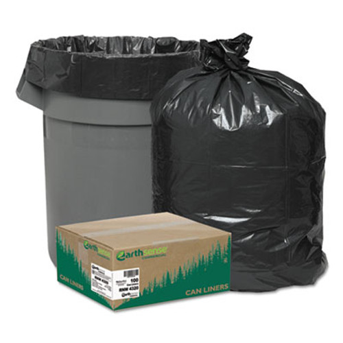 Earthsense Commercial Linear Low Density Recycled Can Liners  56 gal  2 mil  43  x 47   Black  100 Carton (WEB RNW4320)