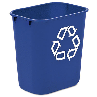 Rubbermaid Commercial Small Deskside Recycling Container  Rectangular  Plastic  13 63 qt  Blue (RCP 2955-73 BLU)