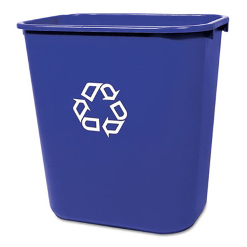 Rubbermaid Commercial Medium Deskside Recycling Container  Rectangular  Plastic  28 13 qt  Blue (RCP 2956-73 BLU)
