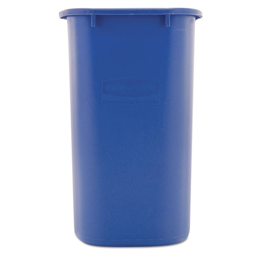 Rubbermaid Commercial Medium Deskside Recycling Container  Rectangular  Plastic  28 13 qt  Blue (RCP 2956-73 BLU)