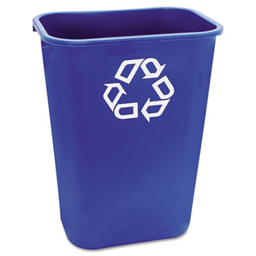 Rubbermaid Commercial Large Deskside Recycle Container with Symbol  Rectangular  Plastic  41 25 qt  Blue (RCP 2957-73 BLU)