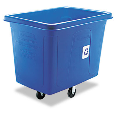 Rubbermaid Commercial Recycling Cube Truck  Rectangular  Polyethylene  500 lb Capacity  Blue (RCP 4616-73 BLU)