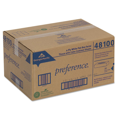 Georgia Pacific Professional Facial Tissue  2-Ply  White  Flat Box  100 Sheets Box  30 Boxes Carton (GPC 481)