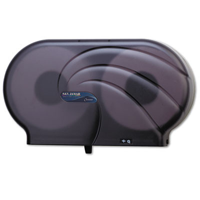 San Jamar Twin 9  JBT Toilet Tissue Dispenser  Oceans  19 x 5 1 4 x 12  Black Pearl (SAN R4090TBK)