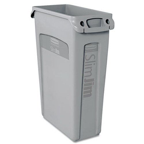 Rubbermaid Commercial Slim Jim Receptacle with Venting Channels  Rectangular  Plastic  23 gal  Gray (RCP 3540-60 GRA)