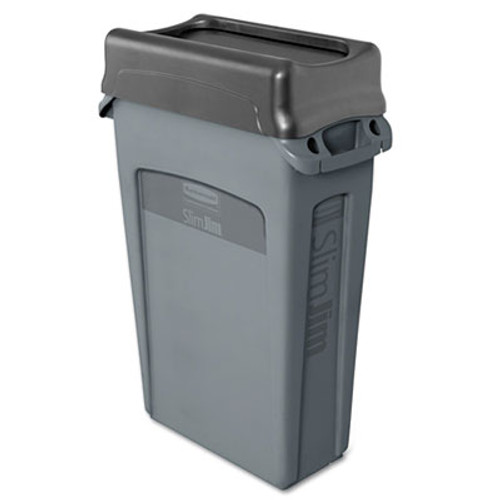 Rubbermaid Commercial Slim Jim Receptacle with Venting Channels  Rectangular  Plastic  23 gal  Gray (RCP 3540-60 GRA)