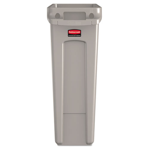 Rubbermaid Commercial Slim Jim Receptacle with Venting Channels  Rectangular  Plastic  23 gal  Beige (RCP 3540-60 BEI)