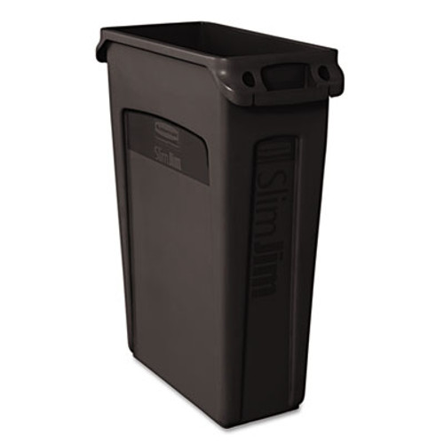 Rubbermaid Commercial Slim Jim Receptacle with Venting Channels  Rectangular  Plastic  23 gal  Black (RCP 3540-60 BLA)