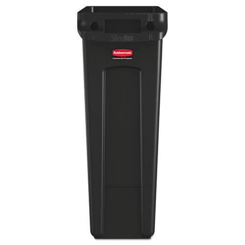 Rubbermaid Commercial Slim Jim Receptacle with Venting Channels  Rectangular  Plastic  23 gal  Black (RCP 3540-60 BLA)