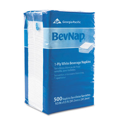 Georgia Pacific Professional Beverage Napkins  Single-Ply  9 1 2 x 9 1 2  White  4000 Carton (GPC 960-19)