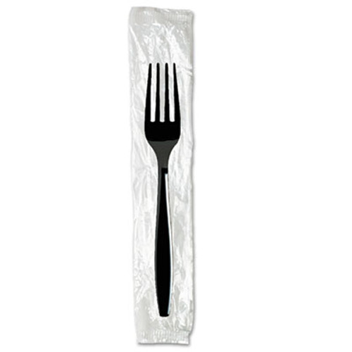 Dixie Individually Wrapped Forks  Plastic  Black  1 000 Carton (DIX FH53C7)