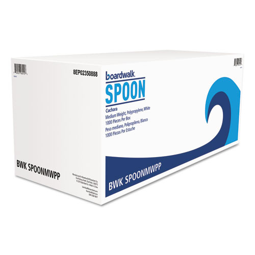 Boardwalk Mediumweight Polypropylene Cutlery  Teaspoon  White  1000 Carton (BWK SPOON)