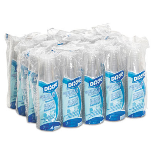Dixie Clear Plastic PETE Cups  Cold  10oz  WiseSize  25 Pack  20 Packs Carton (DIX CP10DX)