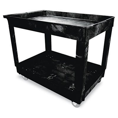 Rubbermaid Commercial Service Utility Cart  Two-Shelf  24w x 40d x 31 25h  Black (RCP 9T67 BLA)