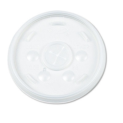 Dart Plastic Lids for Foam Cups  Bowls and Containers  Flat with Straw Slot  Fits 6-14 oz  Translucent  1 000 Carton (DCC 12SL)