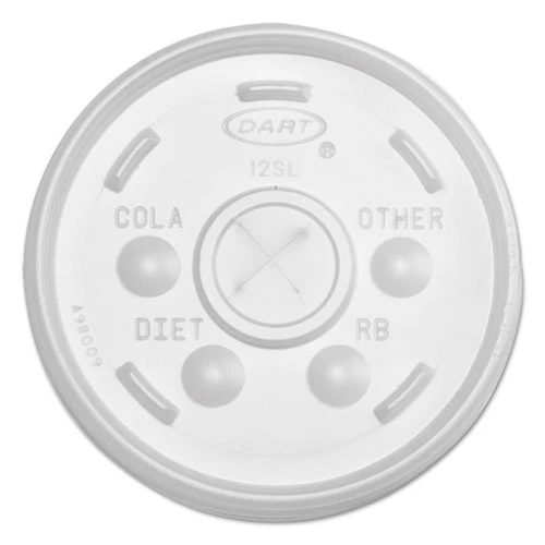 Dart Plastic Lids for Foam Cups  Bowls and Containers  Flat with Straw Slot  Fits 6-14 oz  Translucent  1 000 Carton (DCC 12SL)