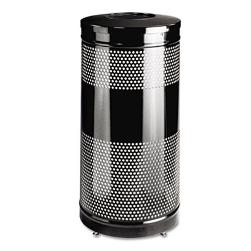 Rubbermaid Commercial Classics Perforated Open Top Receptacle  Round  Steel  28 gal  Black (RCP S3ETBKPL)