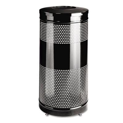 Rubbermaid Commercial Classics Perforated Open Top Receptacle  Round  Steel  28 gal  Black (RCP S3ETBKPL)