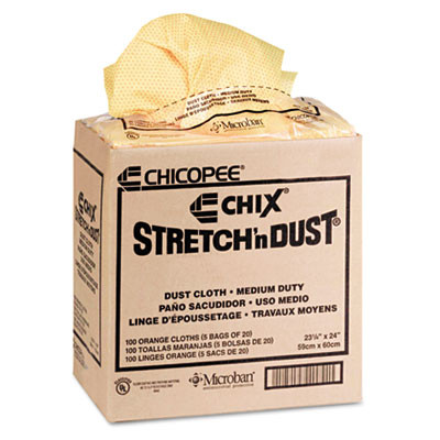Chix Stretch 'n Dust Cloths  23 1 4 x 24  Orange Yellow  20 Bag  5 Bags Carton (CHI 0416)