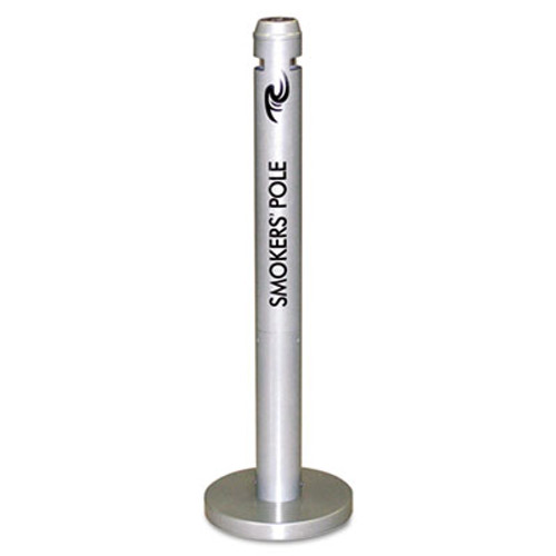 Rubbermaid Commercial Smoker's Pole  Round  Steel  0 9 gal  Silver (RCP R1SM)