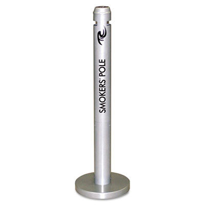 Rubbermaid Commercial Smoker's Pole  Round  Steel  0 9 gal  Silver (RCP R1SM)