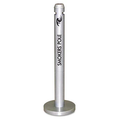 Rubbermaid Commercial Smoker's Pole  Round  Steel  0 9 gal  Silver (RCP R1SM)