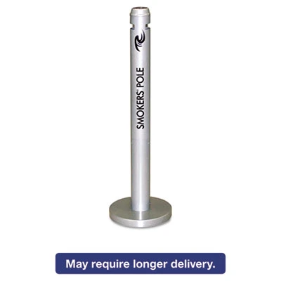 Rubbermaid Commercial Smoker's Pole  Round  Steel  0 9 gal  Silver (RCP R1SM)