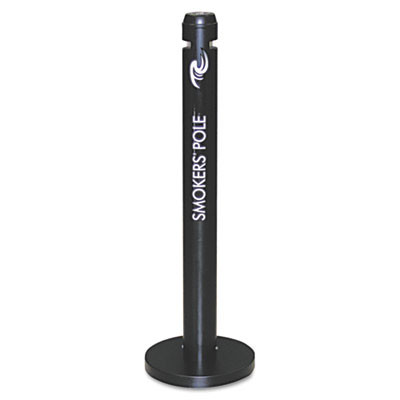 Rubbermaid Commercial Smoker's Pole  Round  Steel  0 9 gal  Black (RCP R1BK)
