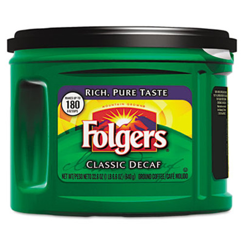 Folgers Ground Coffee  Classic Roast Decaffeinated  Ground  22 3 5oz  Can  6 Carton (SMU 00374)