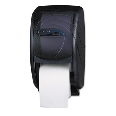 San Jamar Duett Standard Bath Tissue Dispenser  Oceans  7 1 2 x 7 x 12 3 4  Black Pearl (SAN R3590TBK)