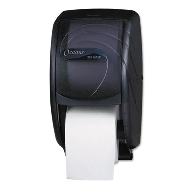 San Jamar Duett Standard Bath Tissue Dispenser  Oceans  7 1 2 x 7 x 12 3 4  Black Pearl (SAN R3590TBK)