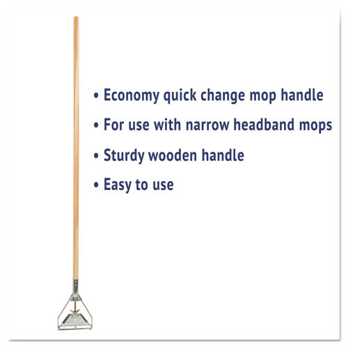 Boardwalk Quick Change Metal Head Mop Handle for No  20   Up Heads  54in Wood Handle (UNS 605)
