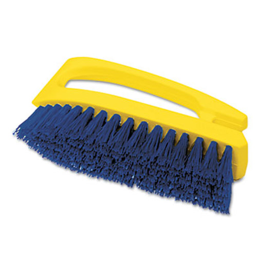 Rubbermaid Commercial Long Handle Scrub Brush  6  Brush  Yellow Plastic Handle Blue Bristles (RCP 6482 COB)
