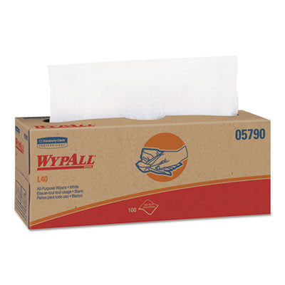 WypAll L40 Towels  POP-UP Box  White  16 2 5 x 9 4 5  100 Box  9 Boxes Carton (KCC 05790)