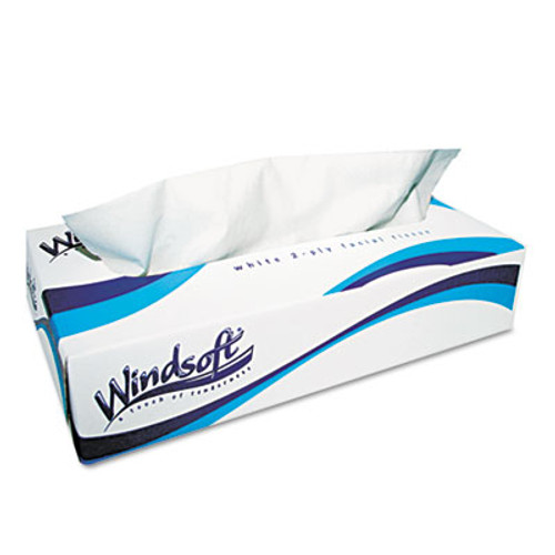 Windsoft Facial Tissue  2 Ply  White  Flat Pop-Up Box  100 Sheets Box  30 Boxes Carton (WIN 2360)