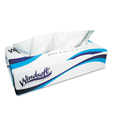 Windsoft Facial Tissue  2 Ply  White  Flat Pop-Up Box  100 Sheets Box  30 Boxes Carton (WIN 2360)