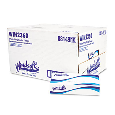 Windsoft Facial Tissue  2 Ply  White  Flat Pop-Up Box  100 Sheets Box  30 Boxes Carton (WIN 2360)