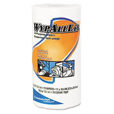 WypAll L40 Towels  Small Roll  10 2 5 x 11  White  70 Roll  24 Rolls Carton (KCC 05027)