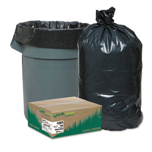 Earthsense Commercial Linear Low Density Recycled Can Liners  60 gal  2 mil  38  x 58   Black  100 Carton (WEB RNW5820)