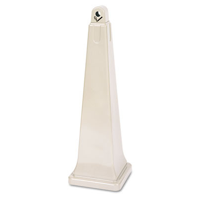 Rubbermaid Commercial GroundsKeeper Cigarette Waste Collector  Pyramid  1 gal  Plastic Steel  Beige (RCP 2570-88 BEI)