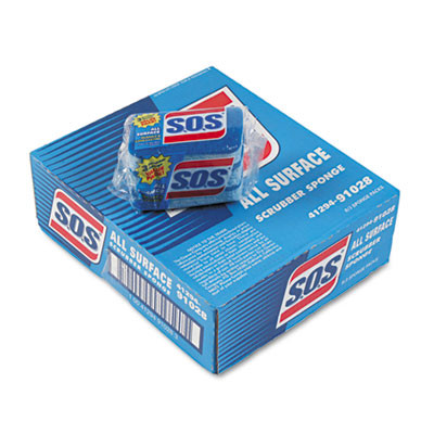 S.O.S. All Surface Scrubber Sponge  2 1 2 x 4 1 2  0 9  Thick  Blue  3 Pack  8 Packs CT (CLO 91028)