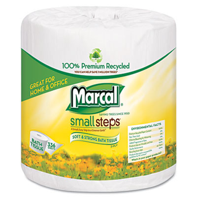 Marcal 100  Recycled Two-Ply Bath Tissue  Septic Safe  White  330 Sheets Roll  48 Rolls Carton (MAC 6079)