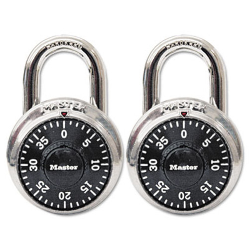 Master Lock Combination Lock  Stainless Steel  1 7 8  Wide  Black Dial  2 Pack (MLK1500T)