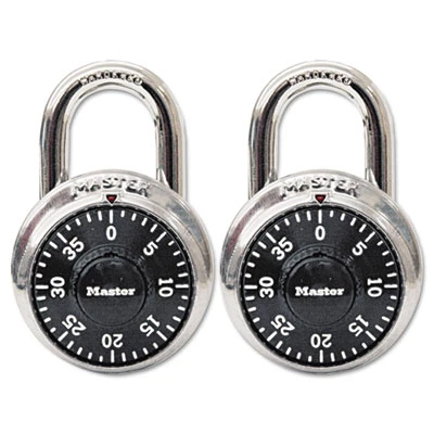 Master Lock Combination Lock  Stainless Steel  1 7 8  Wide  Black Dial  2 Pack (MLK1500T)