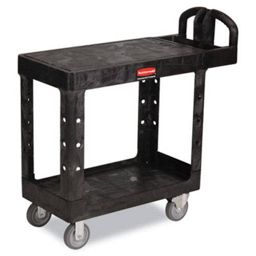 Rubbermaid Commercial Flat Shelf Utility Cart  Two-Shelf  19 19w x 37 88d x 33 33h  Black (RCP 4505 BLA)