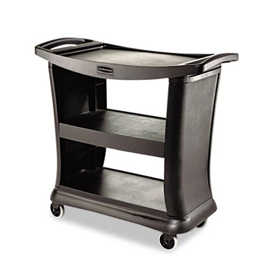 Rubbermaid Commercial Executive Service Cart  Three-Shelf  20 33w x 38 9d x 38 9 h  Black (RCP 9T68 BLA)