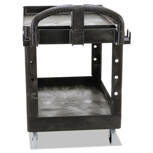 Rubbermaid Commercial Heavy-Duty Utility Cart  Two-Shelf  25 9w x 45 2d x 32 2h  Black (RCP 4520-88 BLA)